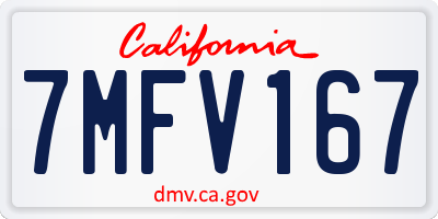 CA license plate 7MFV167