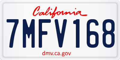 CA license plate 7MFV168