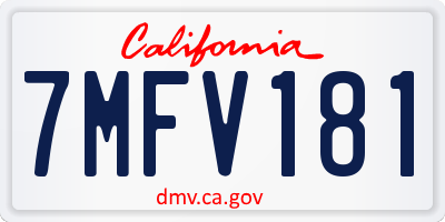 CA license plate 7MFV181