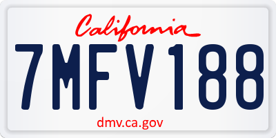 CA license plate 7MFV188