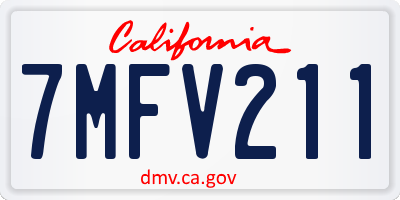 CA license plate 7MFV211