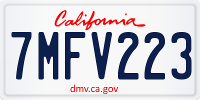 CA license plate 7MFV223