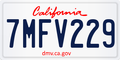 CA license plate 7MFV229