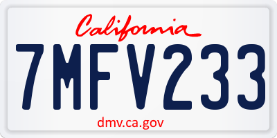 CA license plate 7MFV233