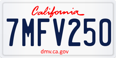 CA license plate 7MFV250