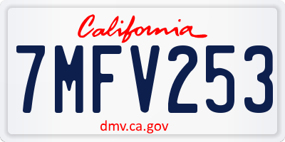 CA license plate 7MFV253