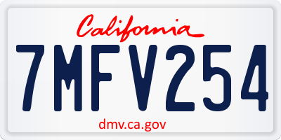 CA license plate 7MFV254