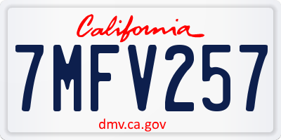 CA license plate 7MFV257