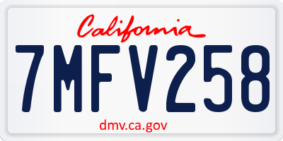 CA license plate 7MFV258