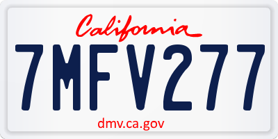 CA license plate 7MFV277