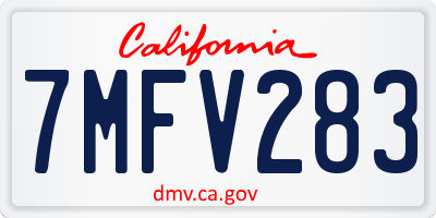 CA license plate 7MFV283