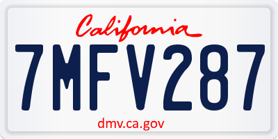 CA license plate 7MFV287