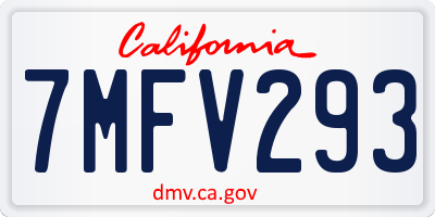 CA license plate 7MFV293
