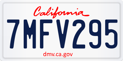 CA license plate 7MFV295