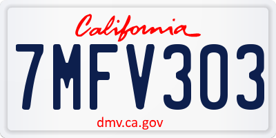 CA license plate 7MFV303