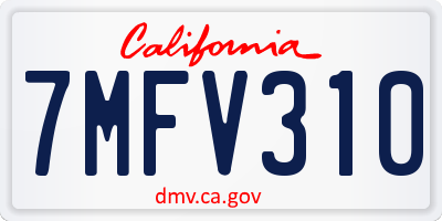 CA license plate 7MFV310