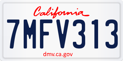 CA license plate 7MFV313