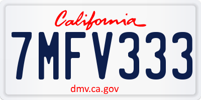 CA license plate 7MFV333