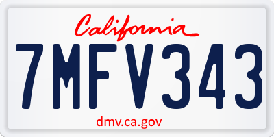 CA license plate 7MFV343