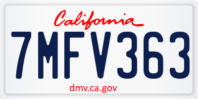 CA license plate 7MFV363
