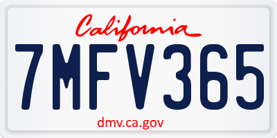 CA license plate 7MFV365