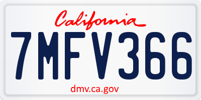 CA license plate 7MFV366