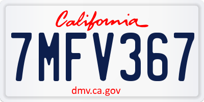 CA license plate 7MFV367