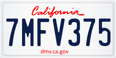 CA license plate 7MFV375