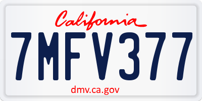 CA license plate 7MFV377