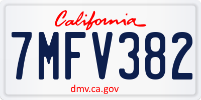 CA license plate 7MFV382