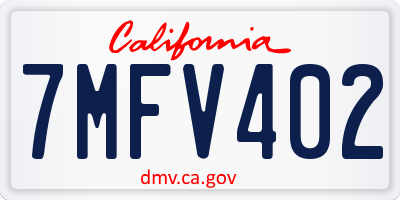 CA license plate 7MFV402