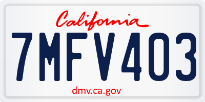 CA license plate 7MFV403