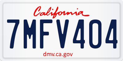 CA license plate 7MFV404
