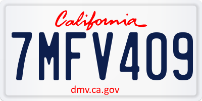 CA license plate 7MFV409