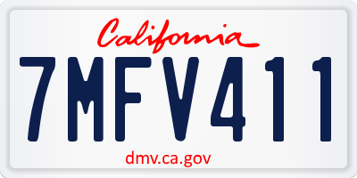CA license plate 7MFV411