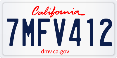 CA license plate 7MFV412