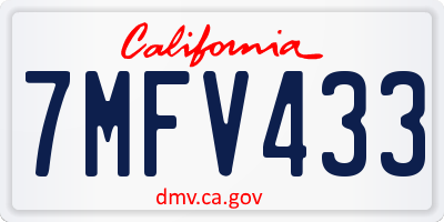 CA license plate 7MFV433