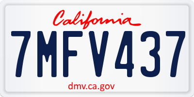 CA license plate 7MFV437