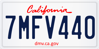 CA license plate 7MFV440