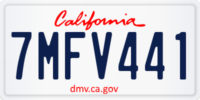 CA license plate 7MFV441