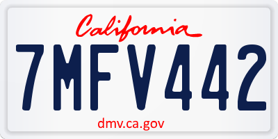 CA license plate 7MFV442