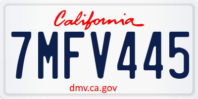 CA license plate 7MFV445
