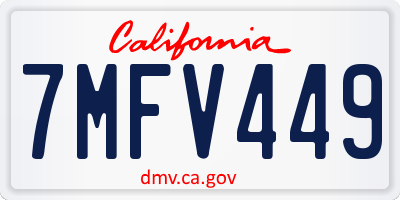 CA license plate 7MFV449