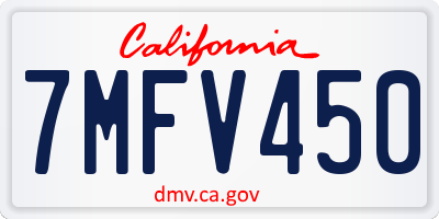 CA license plate 7MFV450