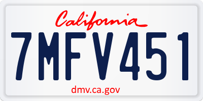CA license plate 7MFV451