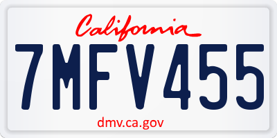 CA license plate 7MFV455