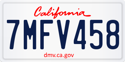 CA license plate 7MFV458