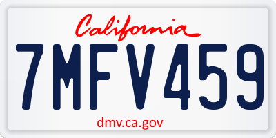 CA license plate 7MFV459