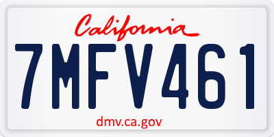 CA license plate 7MFV461