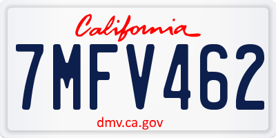CA license plate 7MFV462